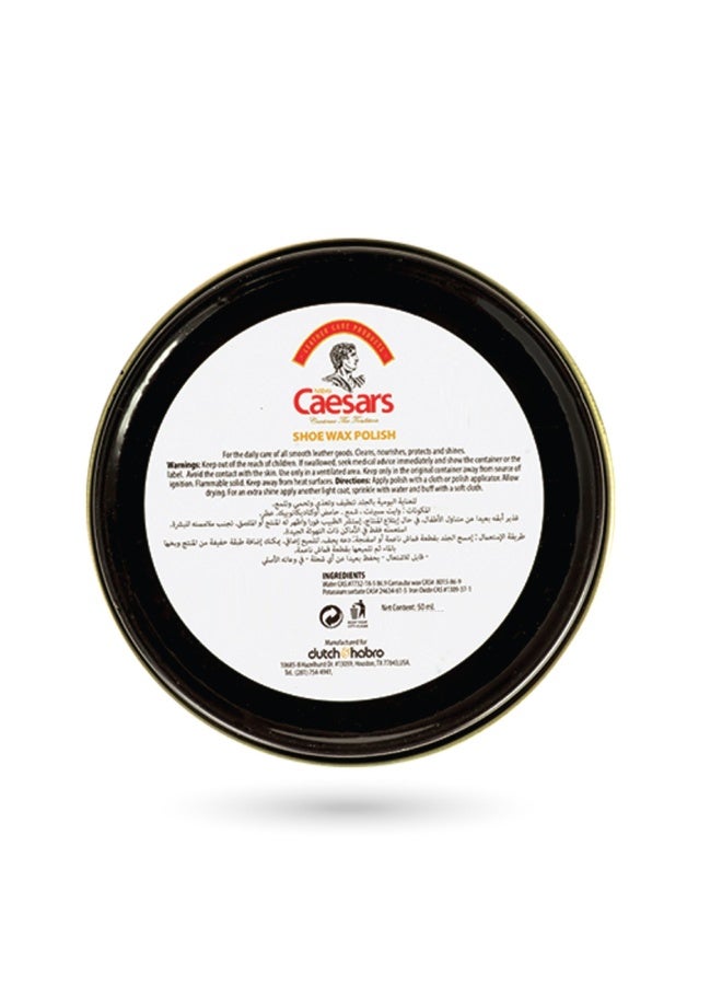 Habro Caesar Shoe Wax Polish Black Water Repellent Restores Color 50 ML - Image 3